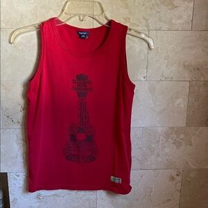 Kids’ Naartjie Red Tank Top with Guitar Design